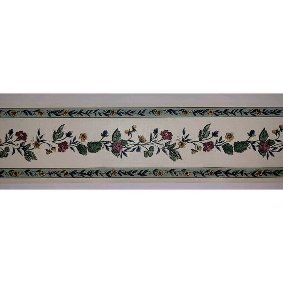 Sanitas Classic Series - Pre-pasted Vinyl Border 15 ft - Maroon Yellow Flowers - Picture 2 of 4